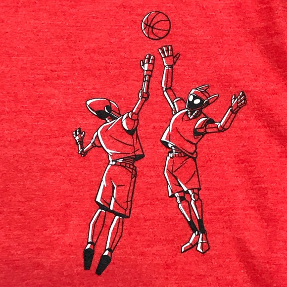 Cat & Jack Boys Robotic Basketball Game Graphic Logo Long Sleeve Red Shirt Sz M - Picture 5 of 8